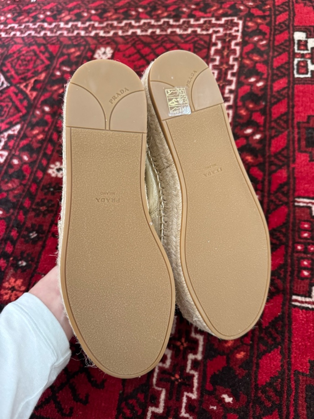 Prada Tan Leather Espadrilles NEW NIB - Picture 4 of 6